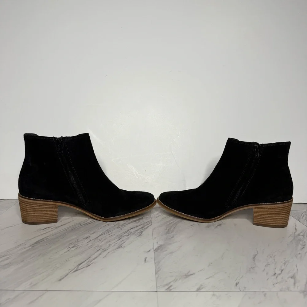 Paul Green Vienna Black Suede Stacked Heel Bootie 6 / 8.5
